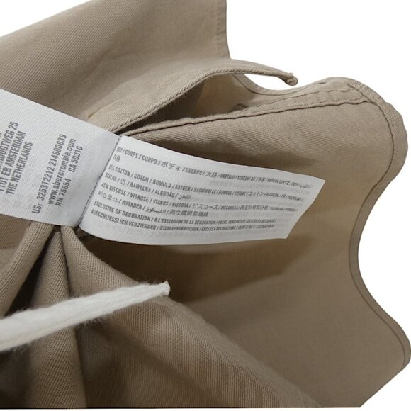 Hollister Minimalist Prep SS Button Up Tan Baseball Jersey Shirt Men's Size S - Picture 8 of 8